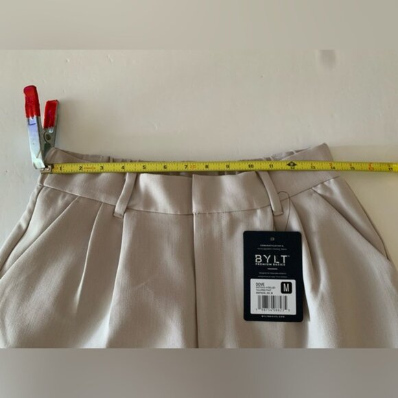 Bylt Midtown Wide Leg Pants Black Tailored High Rise Pleated Knit Women’s Size M - Picture 10 of 16